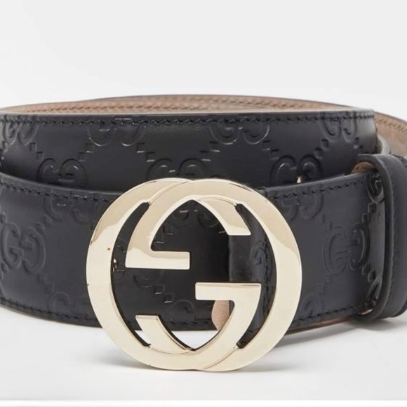 Gucci  VGUC Guccissima Leather Interlocking G Buckle Belt in Black size 80/32 - Picture 2 of 15